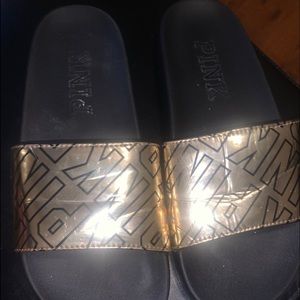 Gold pink slippers